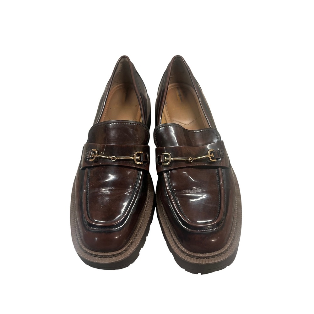 Sam Edelman Women's Brown Patent Leather Laurs Lug‎ Loafers Shoes 8.5W